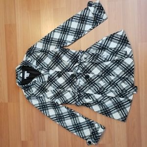 Lull Black and White Fully Lined Crosshatch Jacket Size L